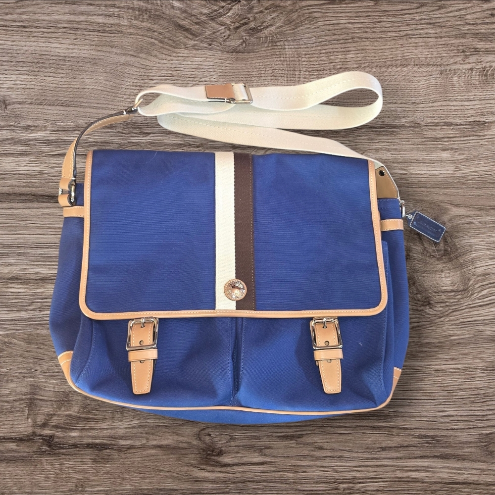 Coach Navy Blue & Tan Laptop/carry-on Bag